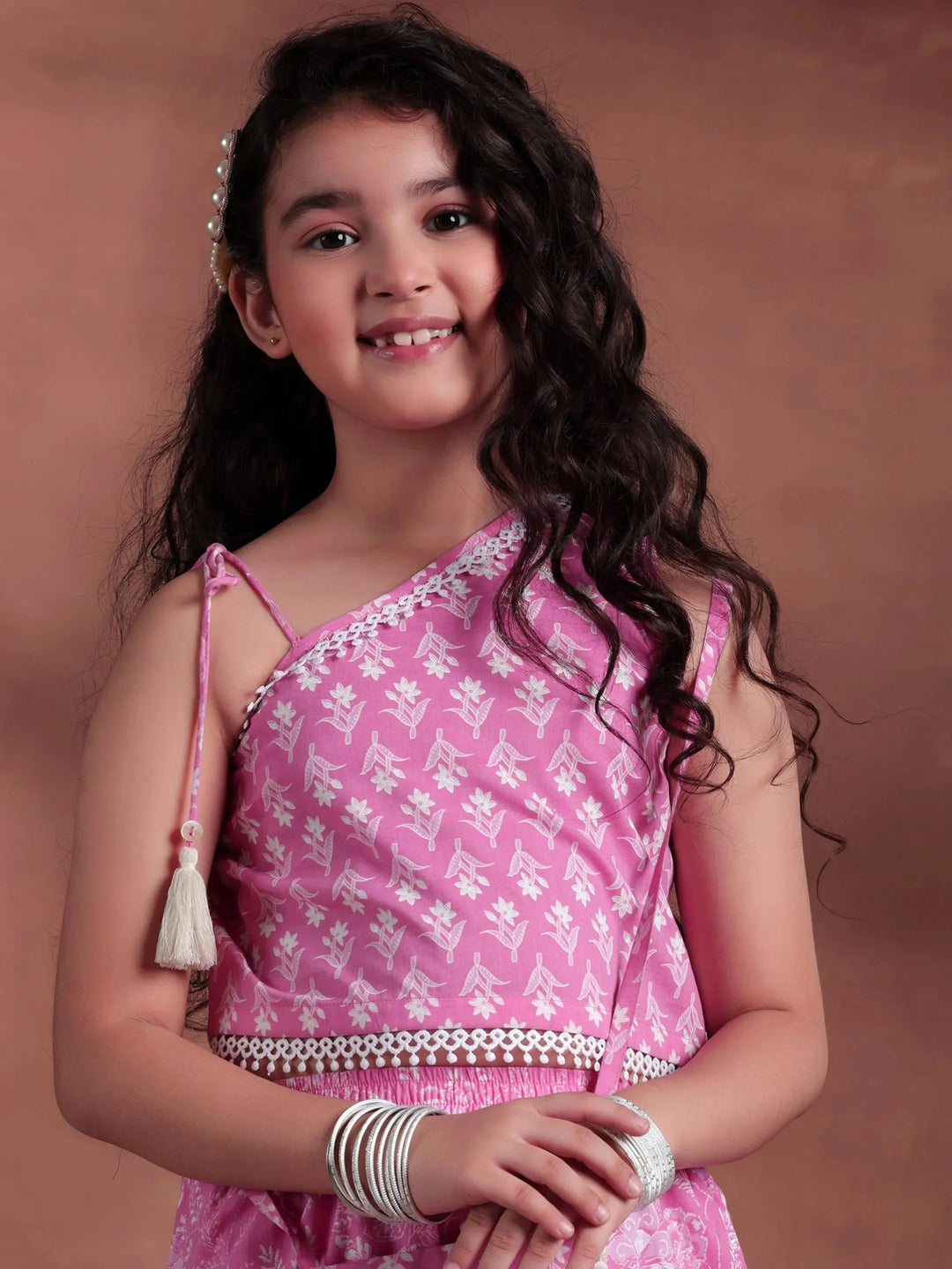  Kids Pink Printed Cotton Co-Ords 