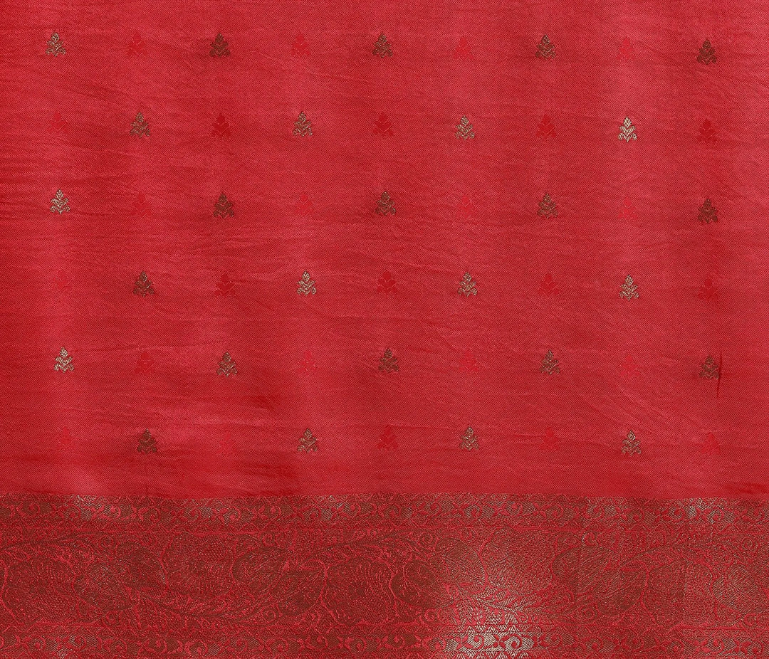 Libas Art Peach Printed Satin Saree With Unstitched Blouse Piece - Libas 