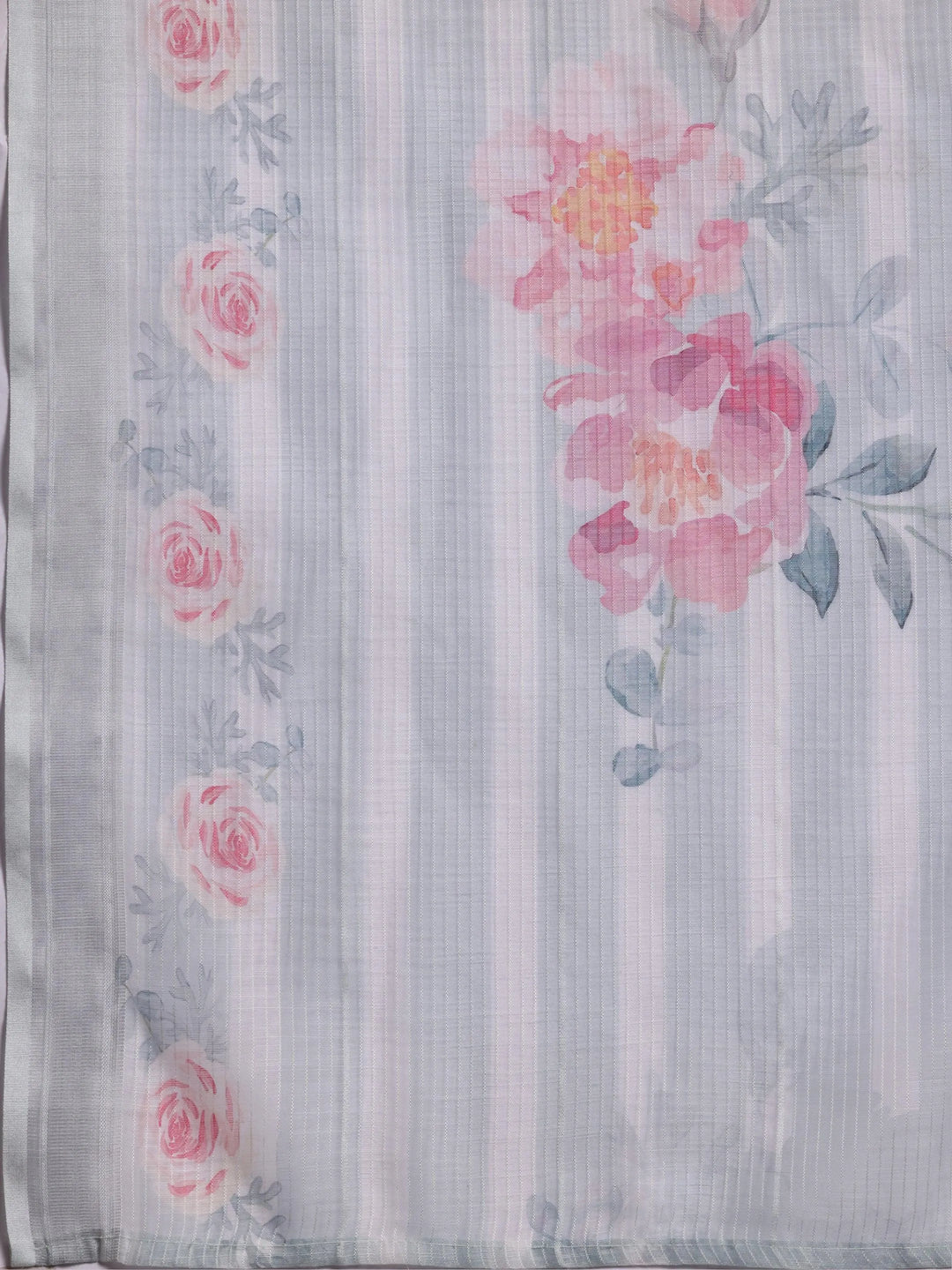 Grey Printed Cotton Blend Straight Suit With Dupatta - Libas 