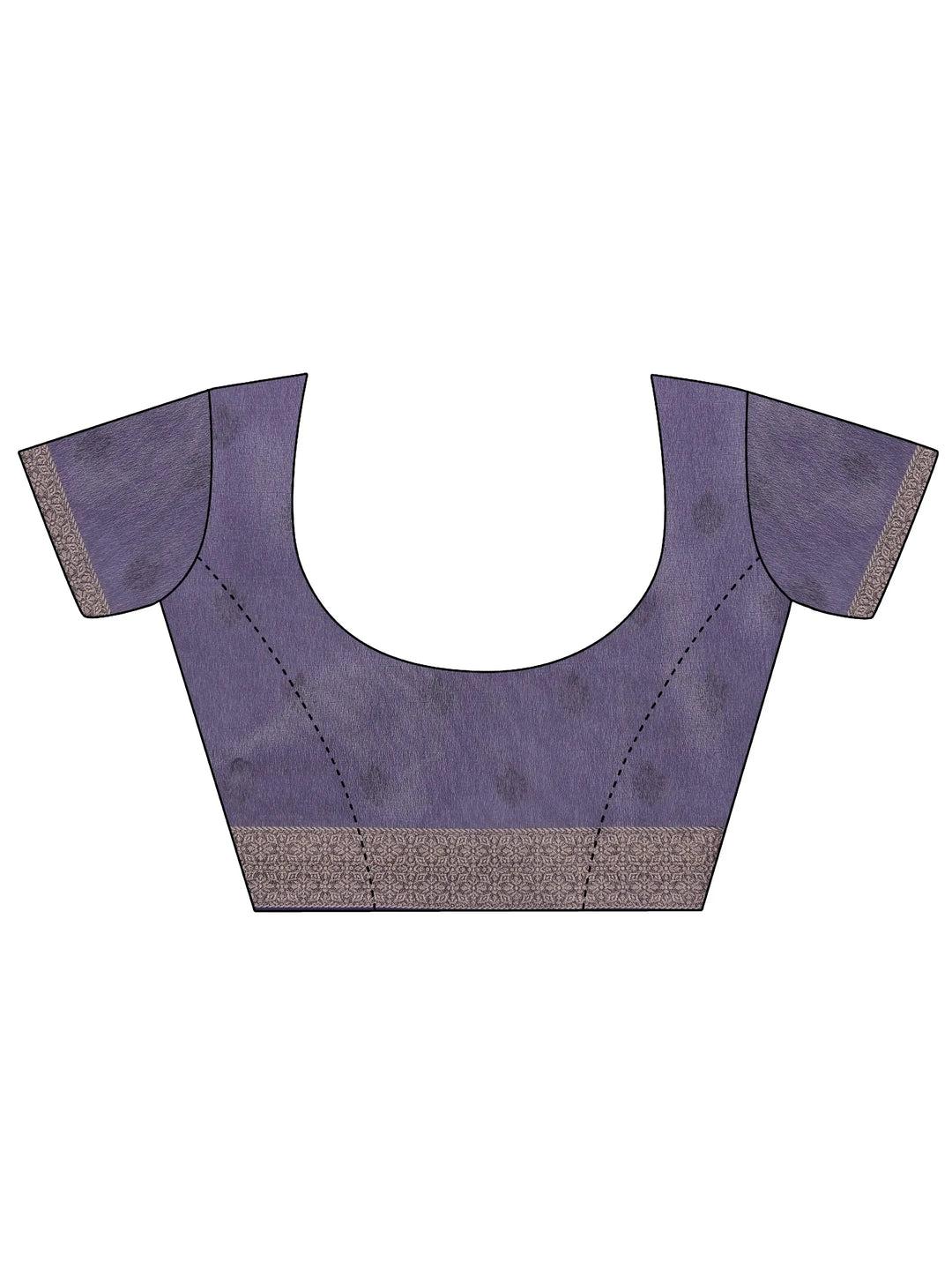  Purple Printed Silk Blend Saree With Unstitched Blouse Piece 