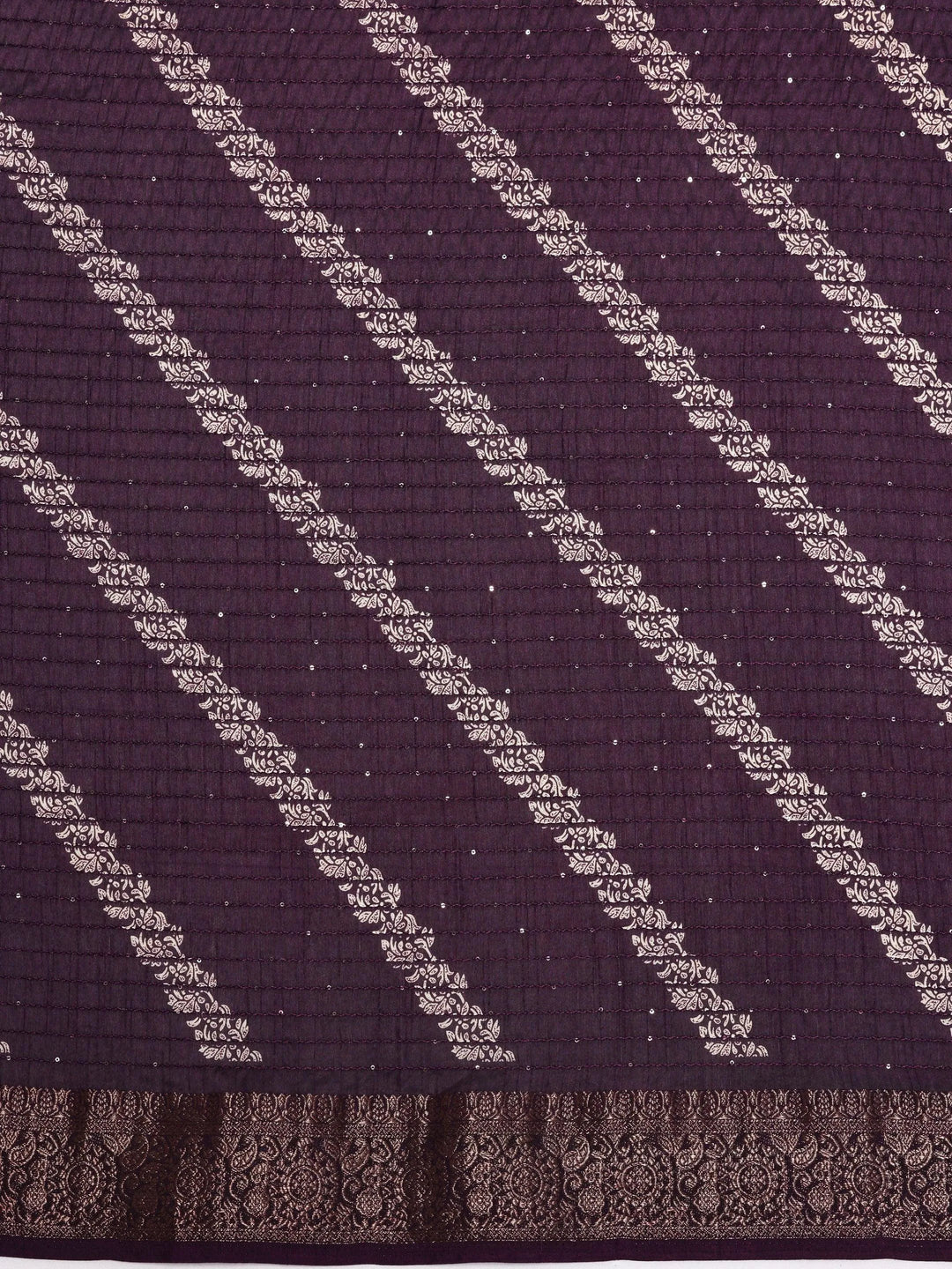 Purple Printed Silk Blend Saree With Unstitched Blouse Piece - Libas 
