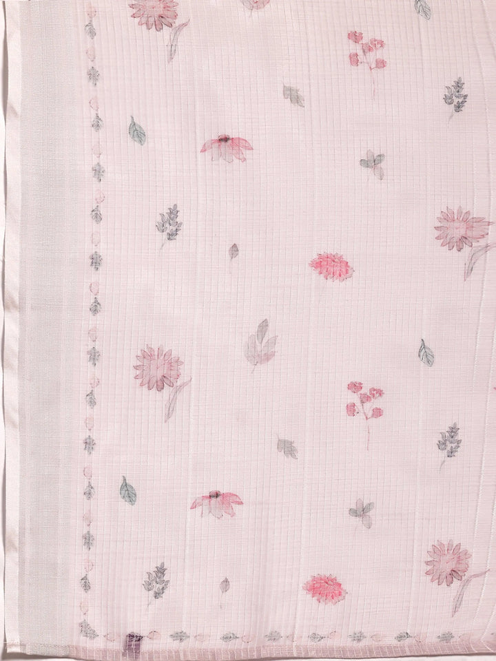 Lilac Printed Cotton Straight Suit With Dupatta - Libas