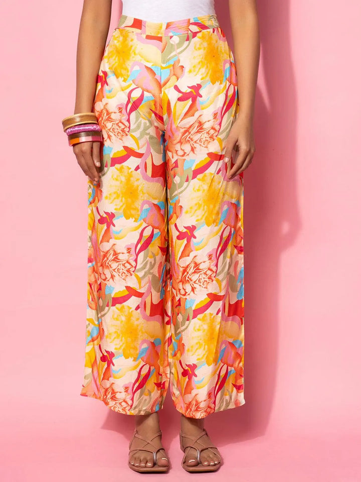 Multicoloured Printed Silk Blend Co-Ords - Libas