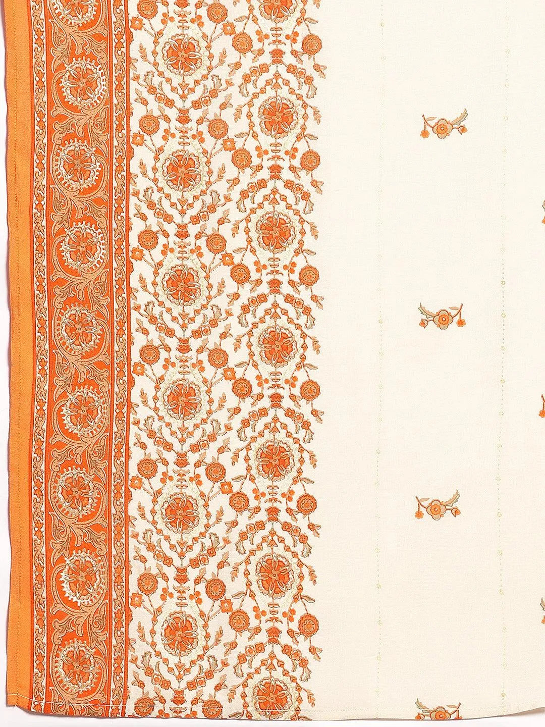 Beige Printed Silk Blend Straight Suit With Dupatta - Libas 