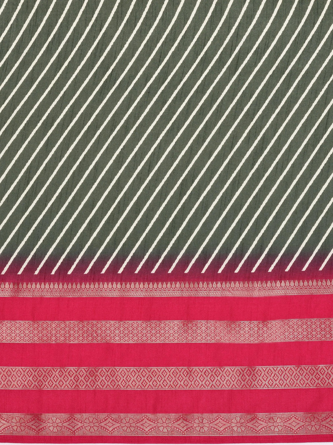 Green Printed Silk Blend Saree With Unstitched Blouse Piece - Libas 