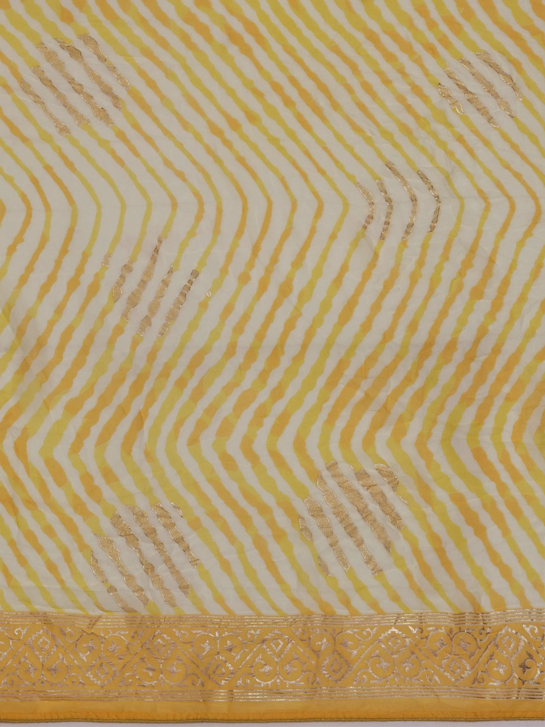 Yellow Printed Poly Georgette Saree With Unstitched Blouse Piece - Libas 