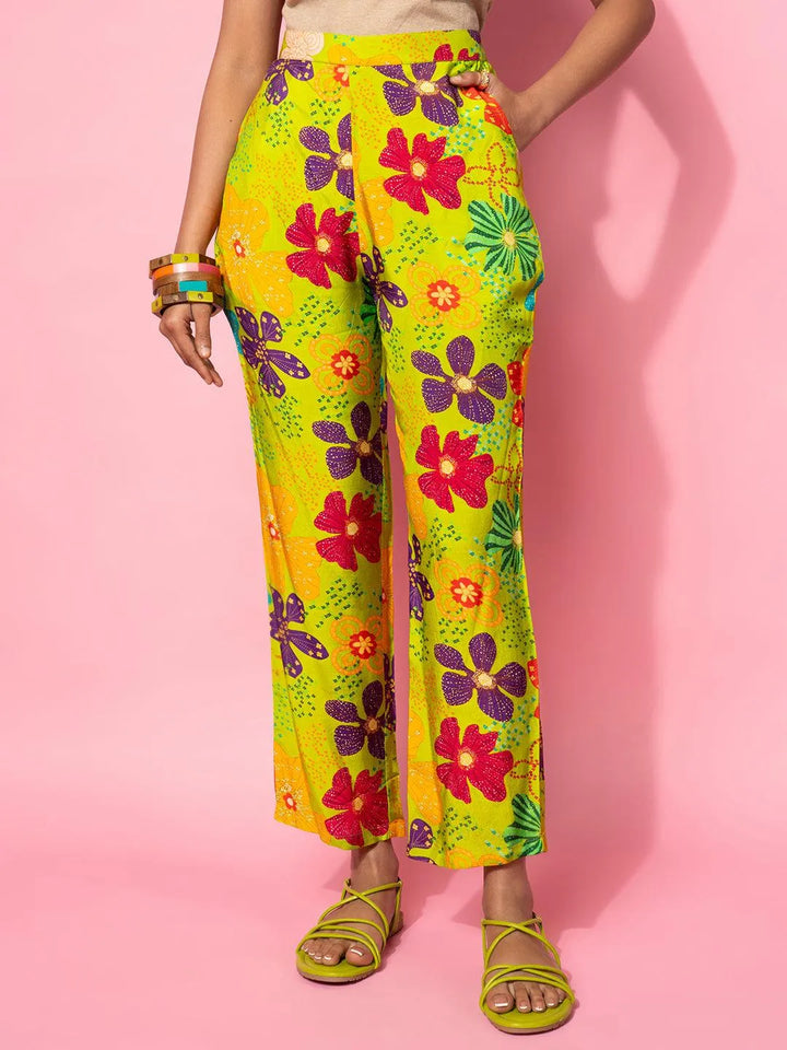 Green Printed Silk Blend Co-Ords - Libas