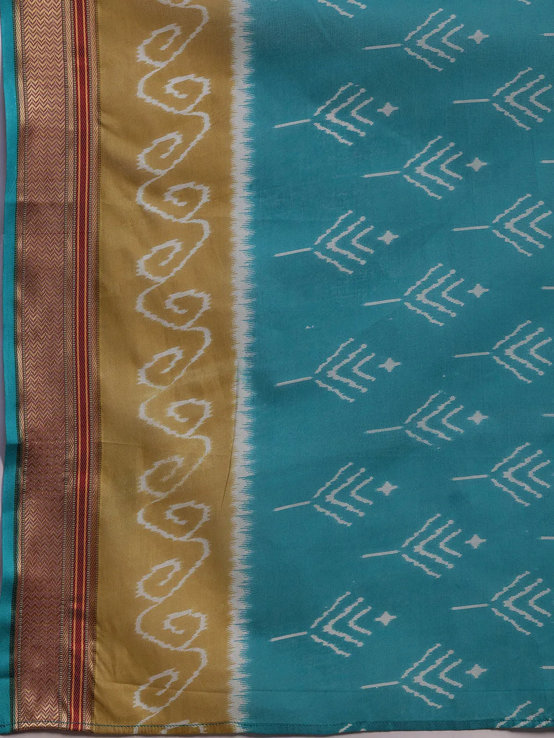  Blue Printed Cotton Straight Suit With Dupatta 