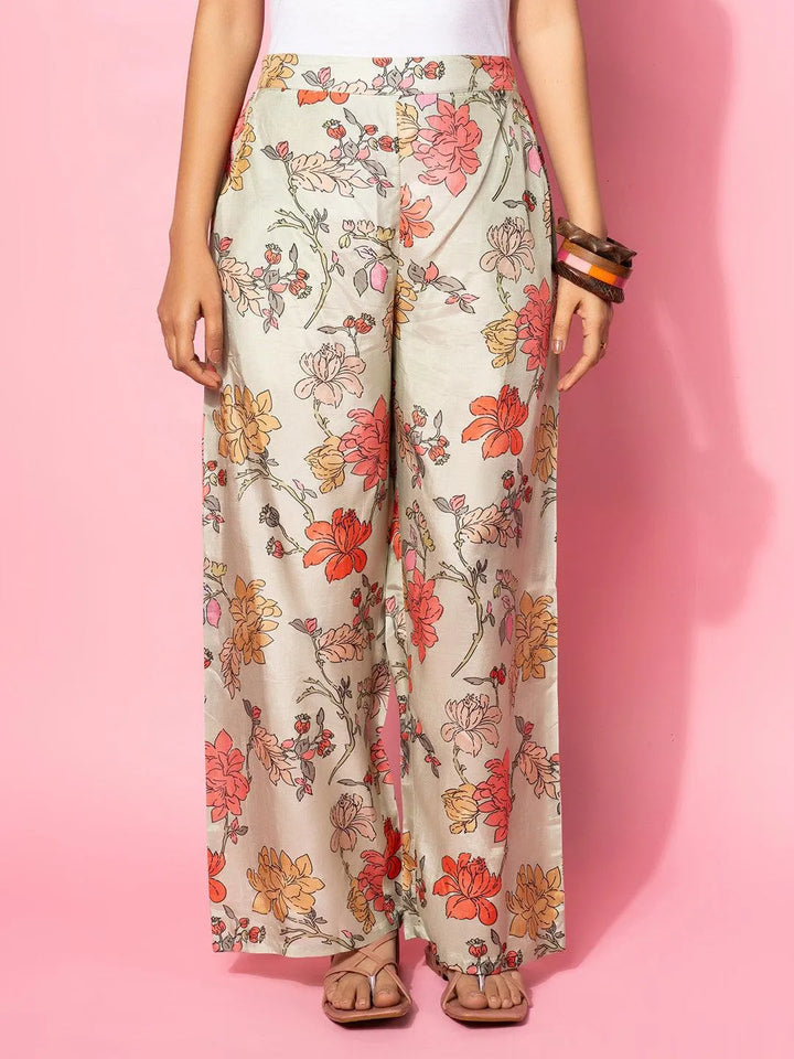 Green Printed Silk Blend Co-Ords - Libas