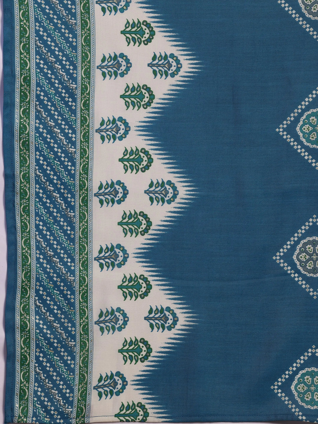  Beige Printed Silk Blend Straight Suit With Dupatta 