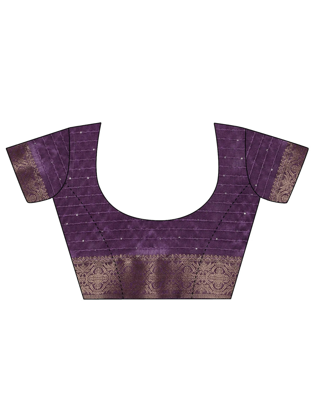  Purple Printed Silk Blend Saree With Unstitched Blouse Piece 