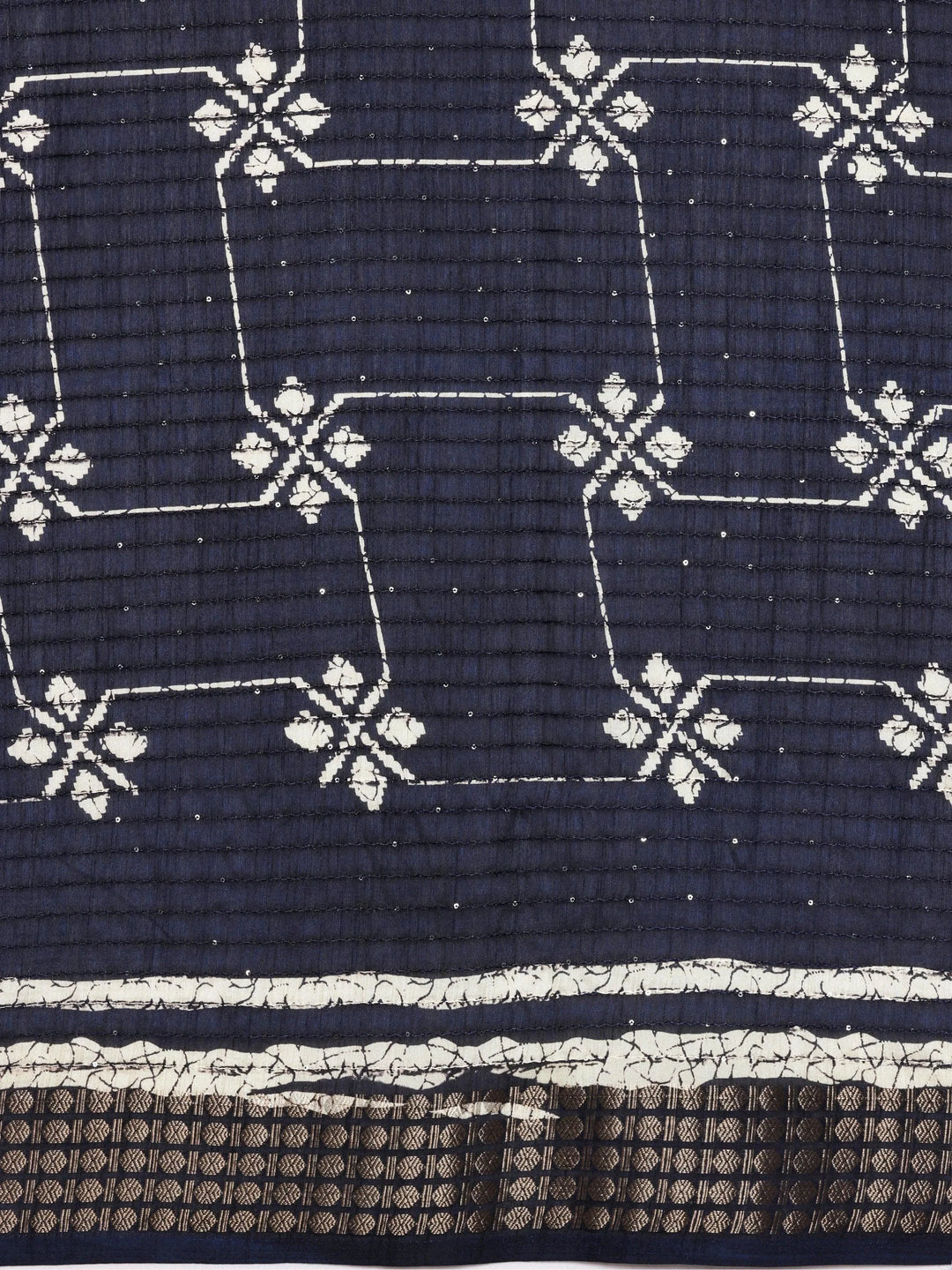 Blue Printed Silk Blend Saree With Unstitched Blouse Piece - Libas 