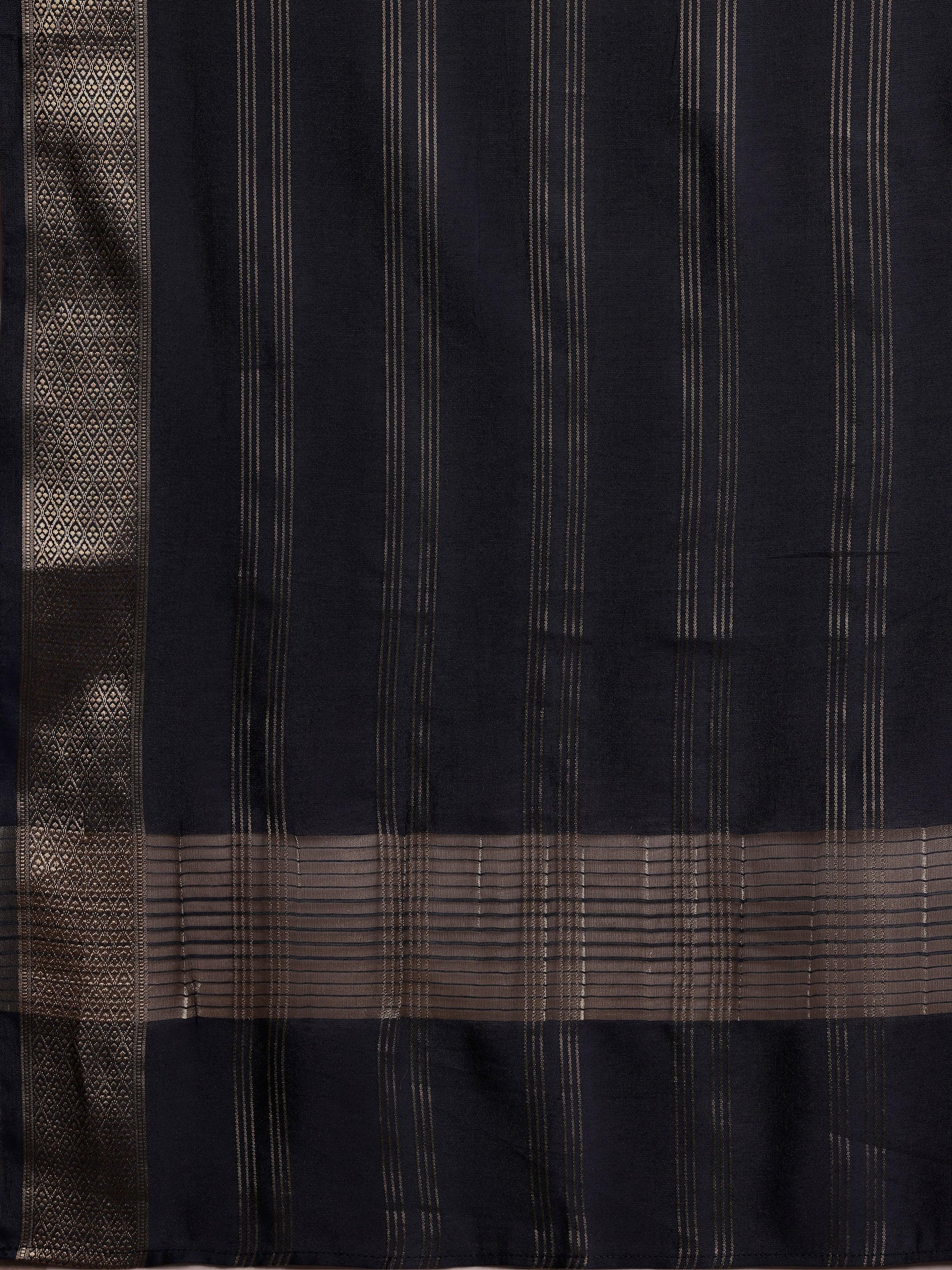 Blue Yoke Design Silk Blend Straight Suit With Dupatta