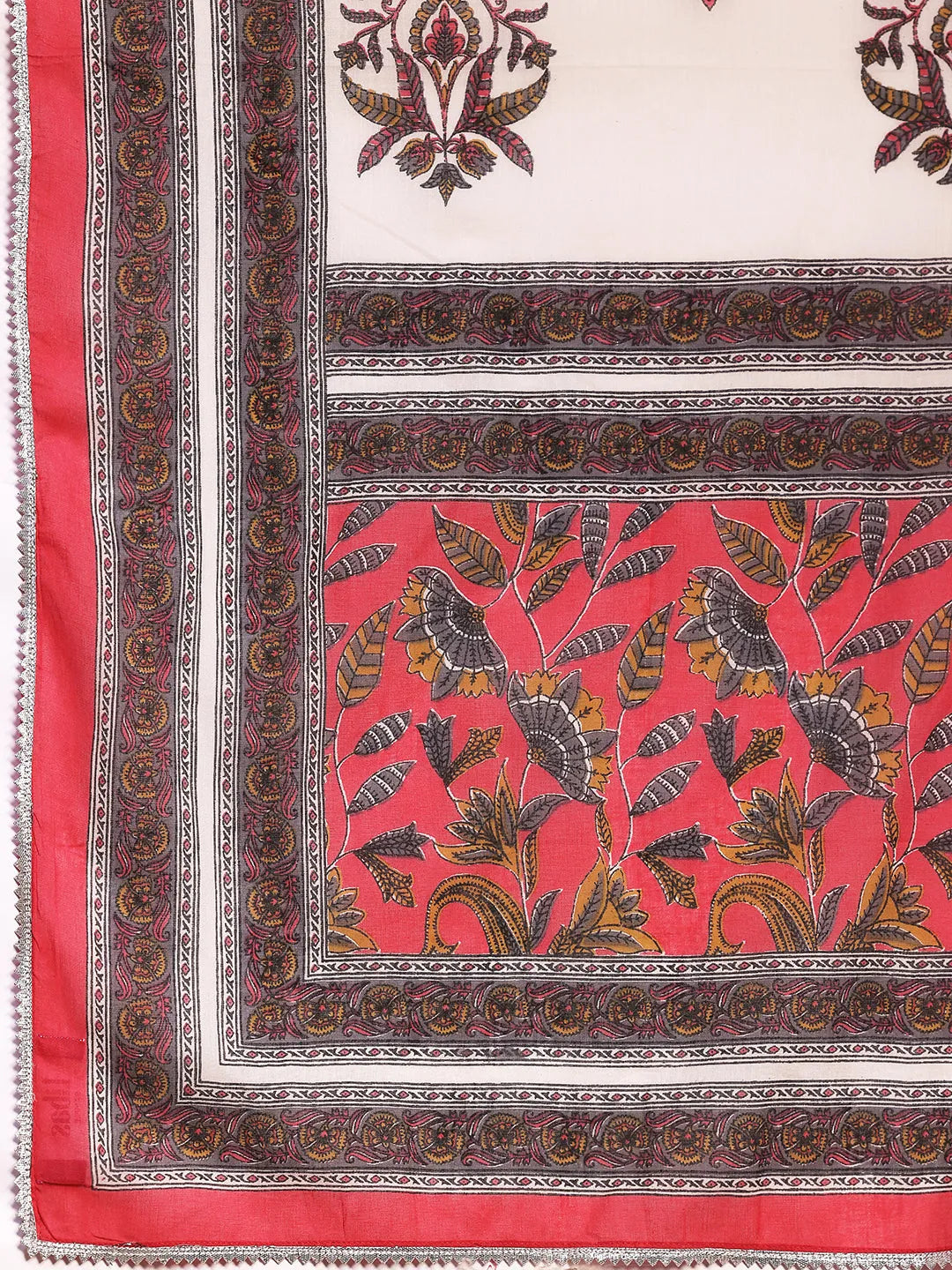  Pink Printed Cotton Anarkali Suit With Dupatta 