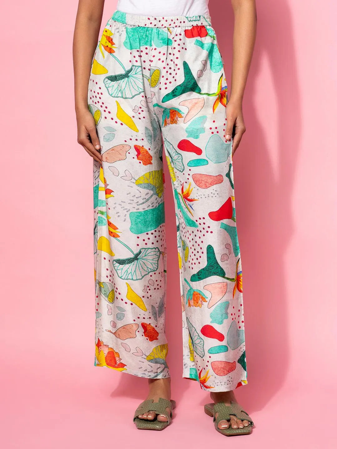 Grey Printed Silk Blend Co-Ords - Libas 