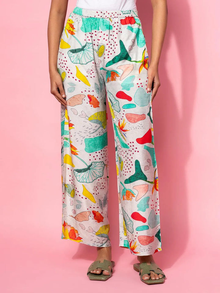 Grey Printed Silk Blend Co-Ords - Libas