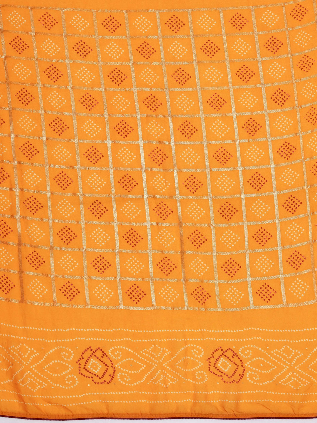 Mustard Printed Poly Georgette Saree With Unstitched Blouse Piece - Libas 
