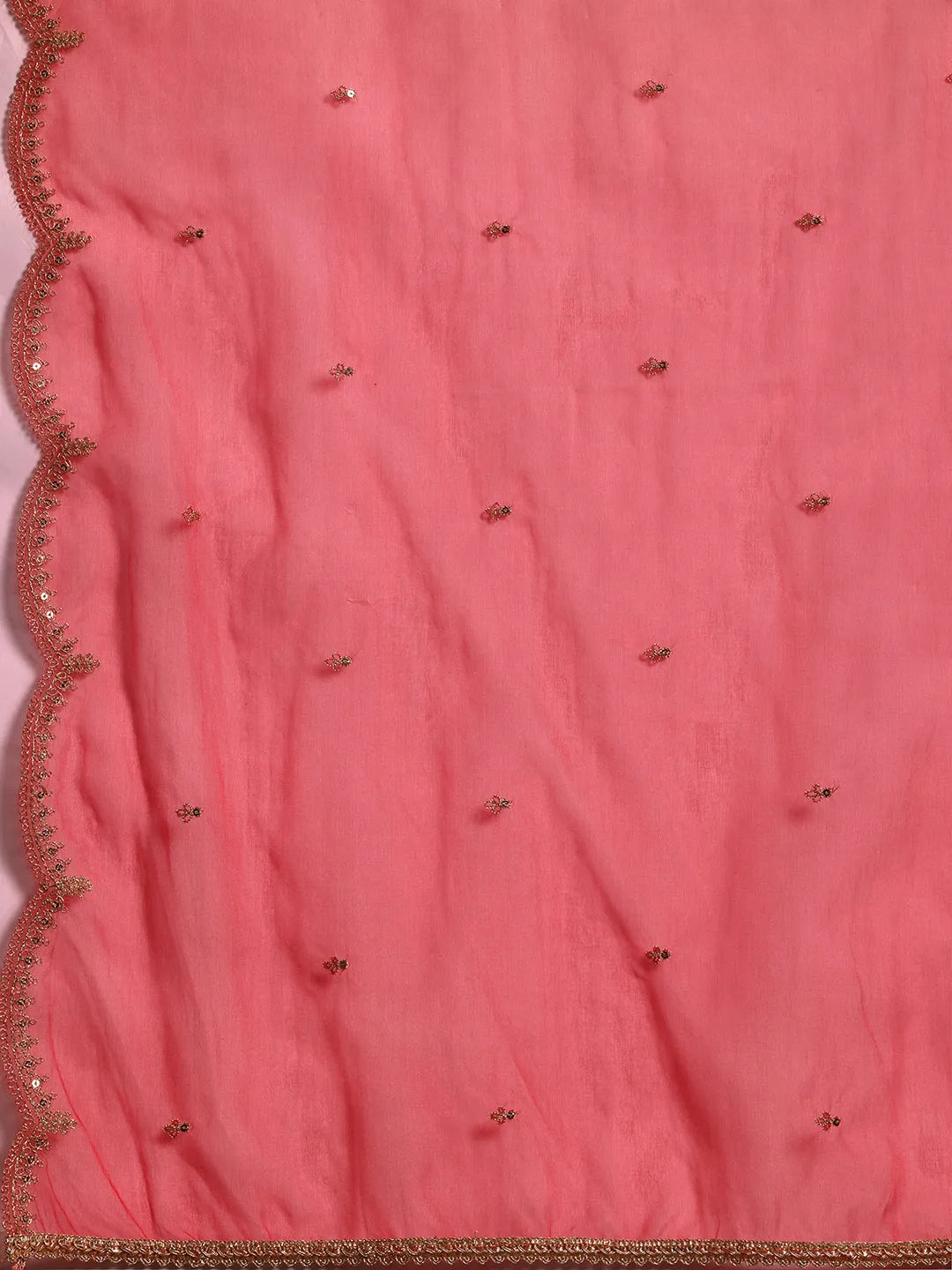  Coral Printed Organza Straight Suit With Dupatta 