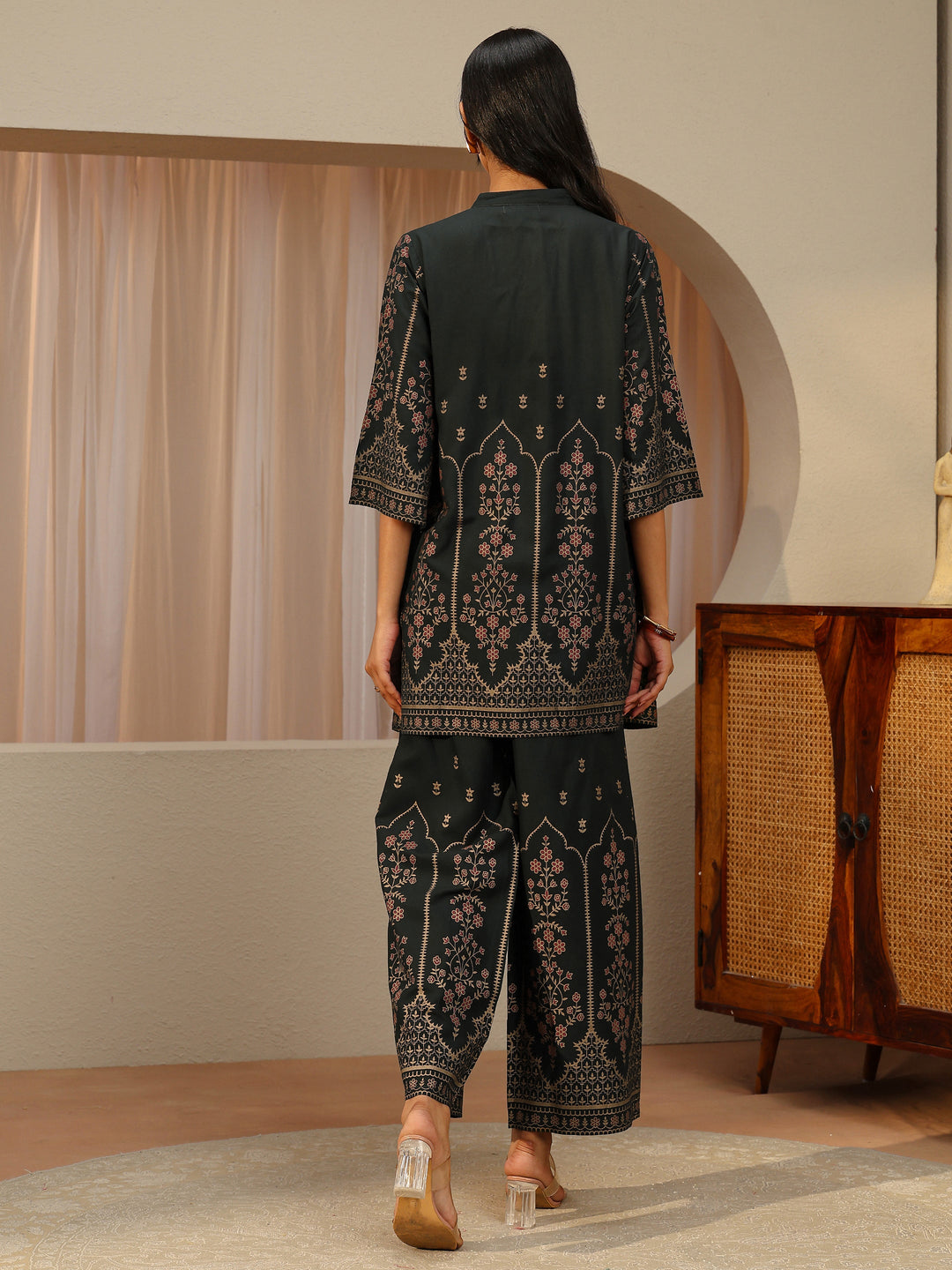  Sacramento Green Floral Printed Viscose Rayon Co-Ord Set 