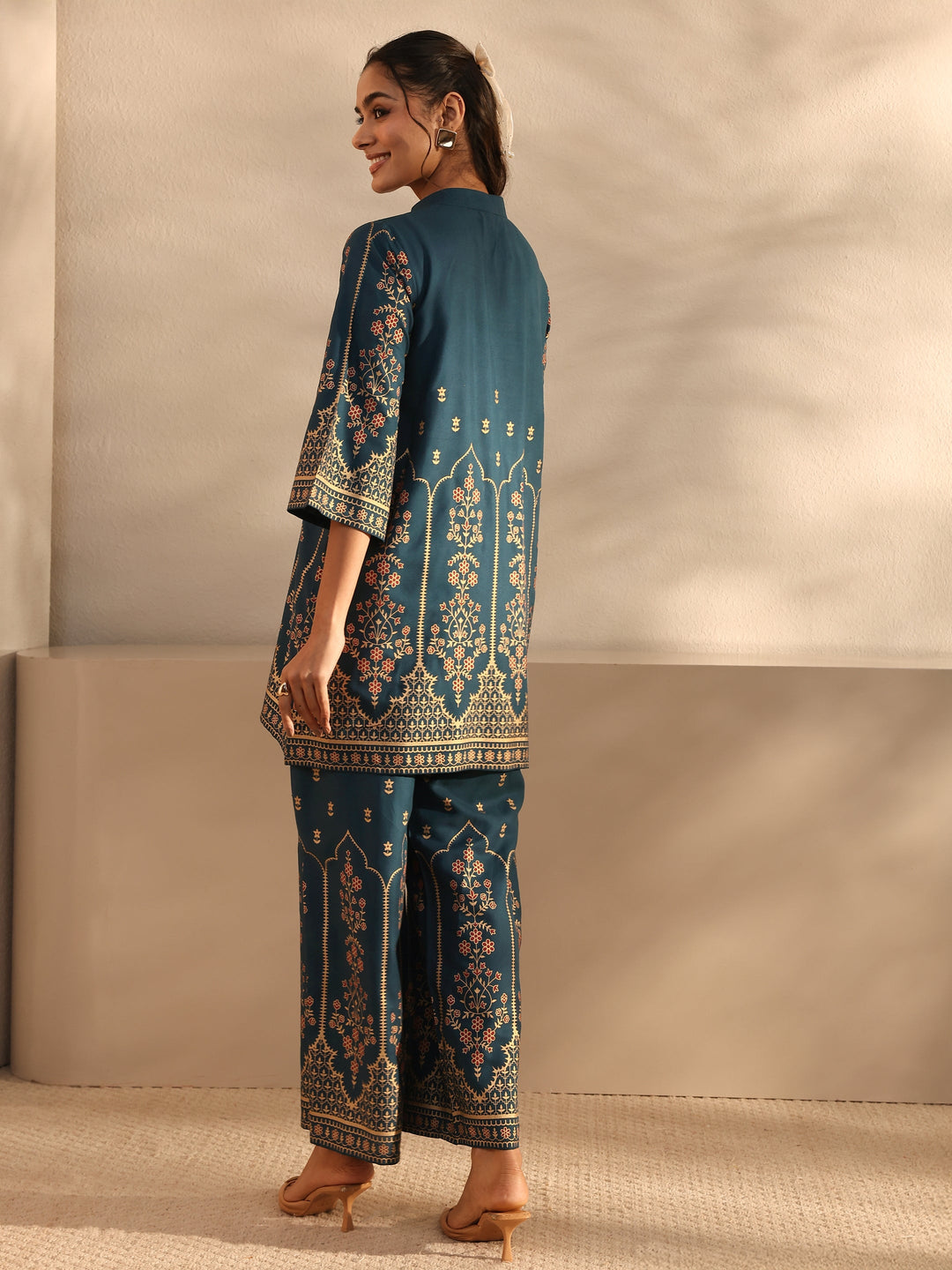  Blue Ethnic Motifs Printed Viscose Rayon Co-Ord Set 