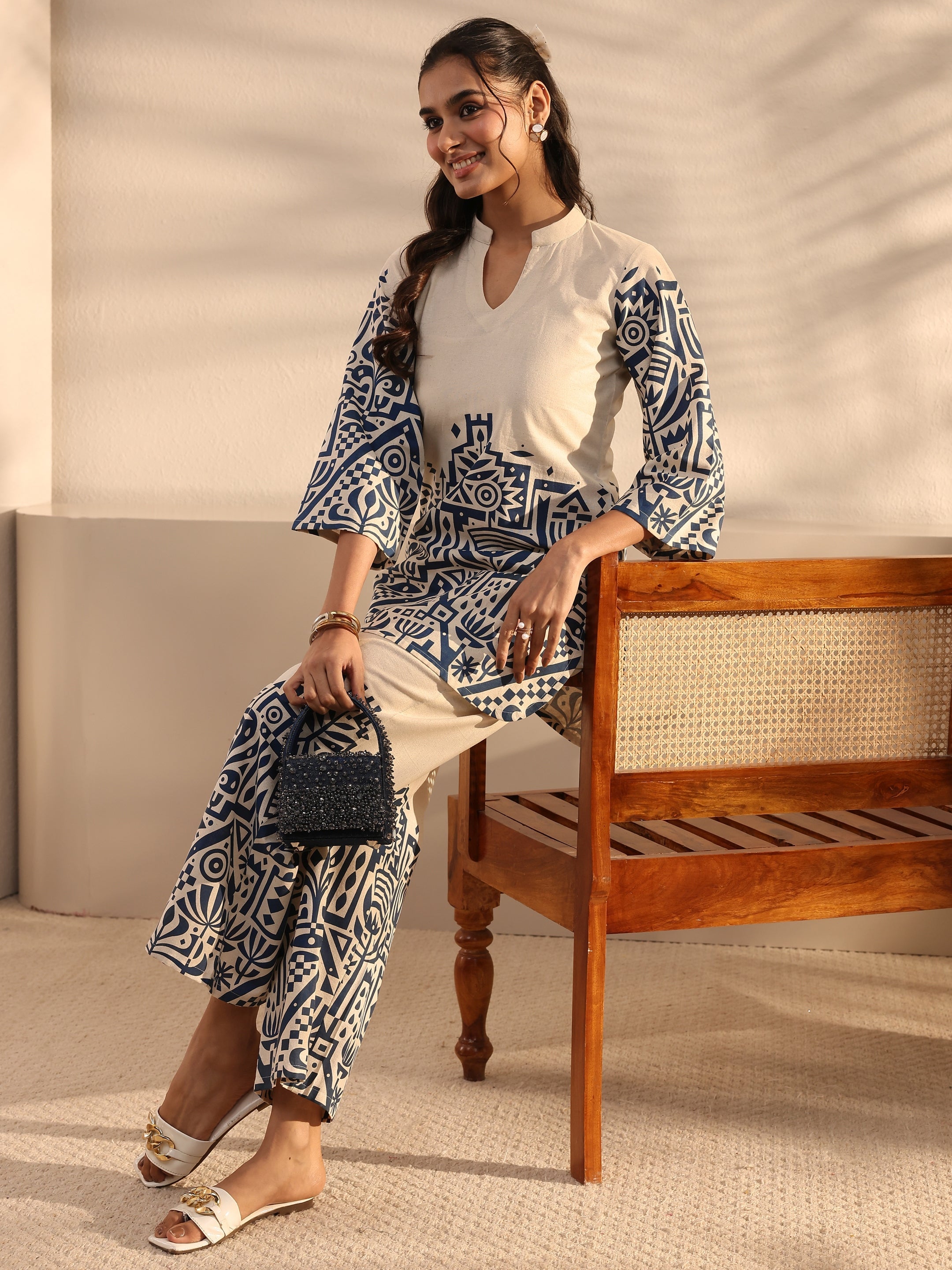 libas Off White Ethnic Motifs Printed Cotton Co-Ord Set-picture-60