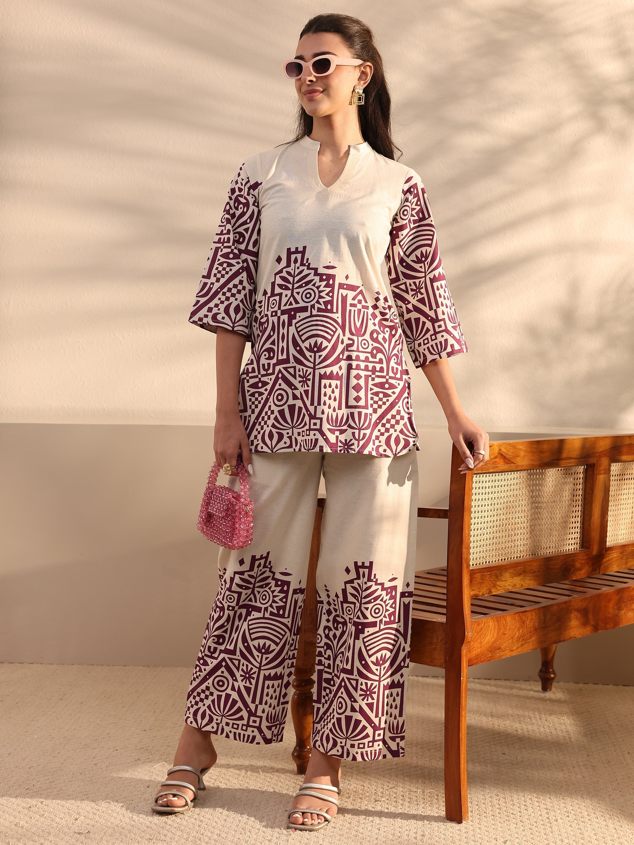 libas Off White Ethnic Motifs Printed Cotton Co-Ord Set-picture-58