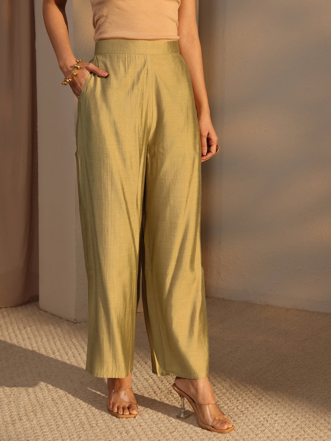  Beige Bandhani Printed Silk Blend Straight Suit Set With Dupatta 