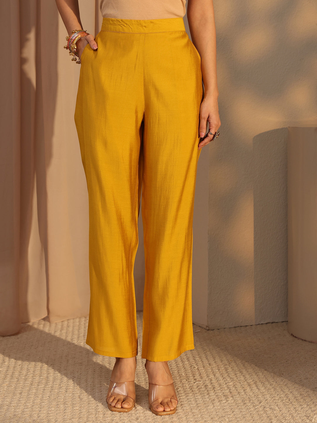  Yellow Floral Printed Silk Blend Straight Suit Set With Dupatta 
