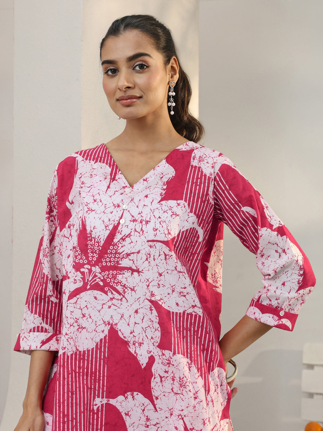  Pink Floral Printed Cotton Co-Ord Set 