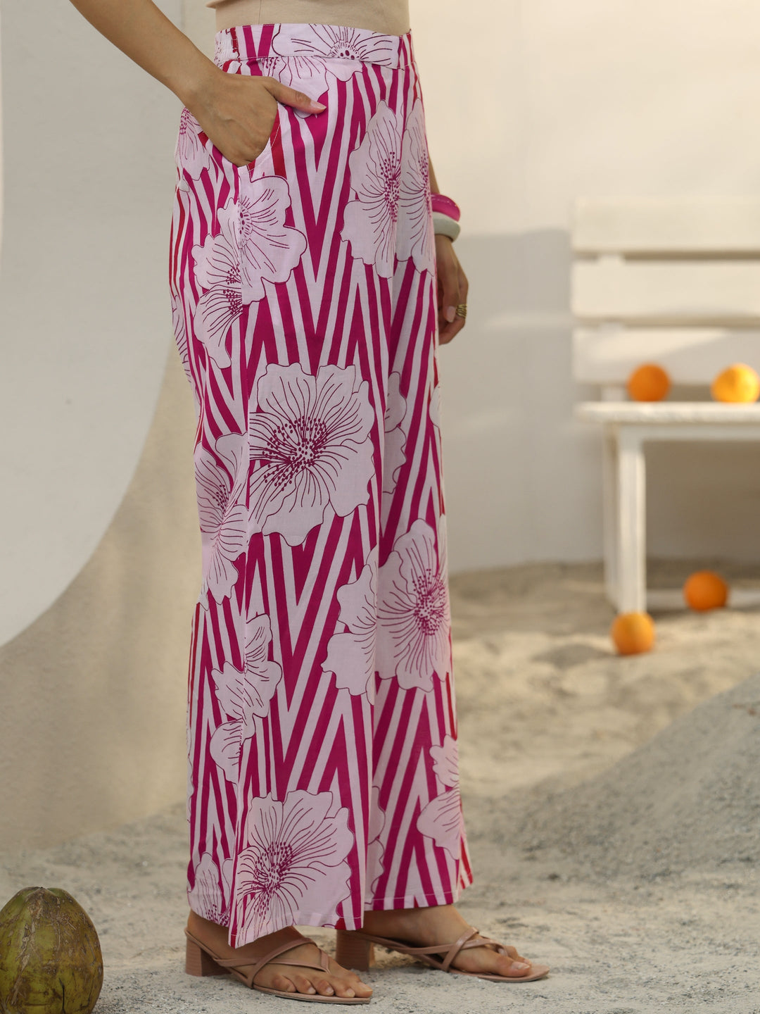  Pink Floral Printed Cotton Co-Ord Set 