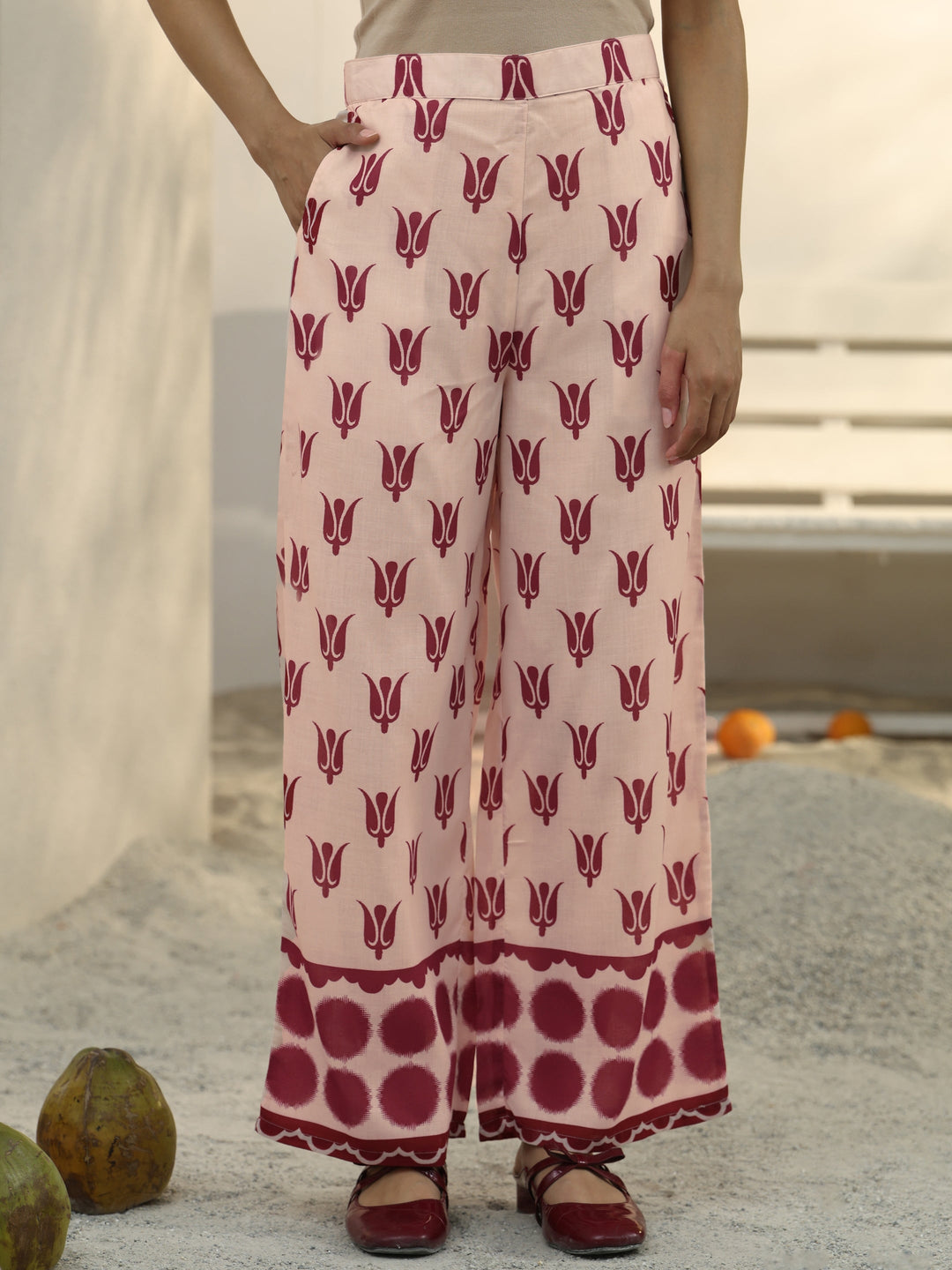  Ivory Ethnic Printed Cotton Blend Co-Ord Set 