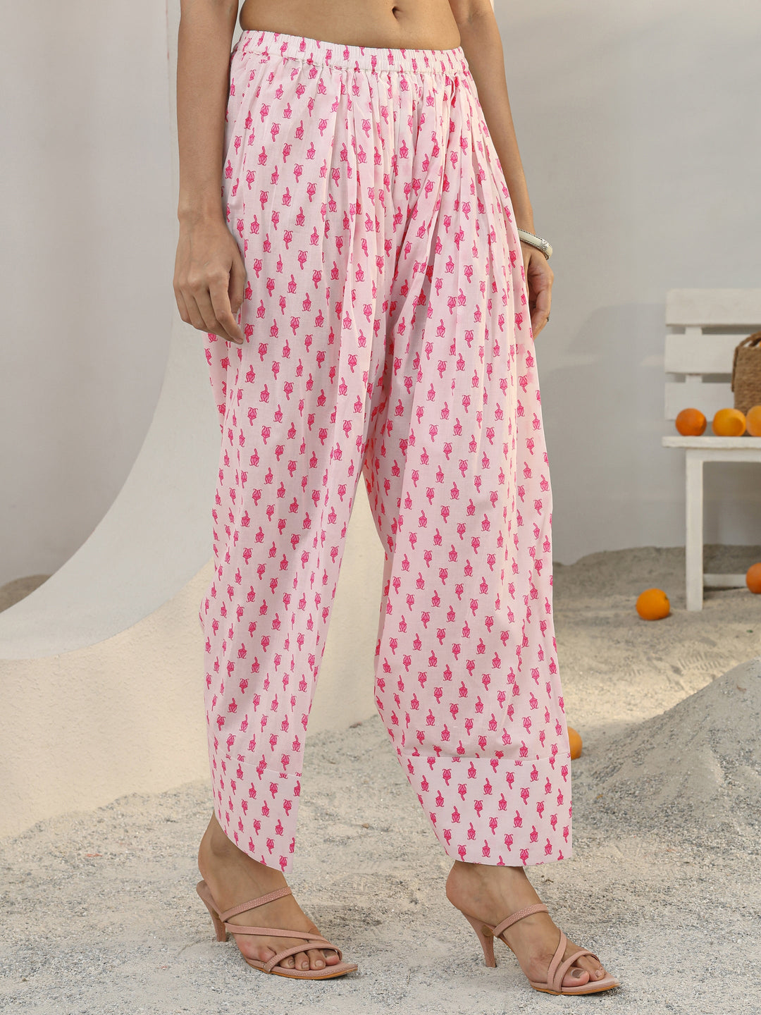  White Floral Printed Cotton Co-Ord Set 