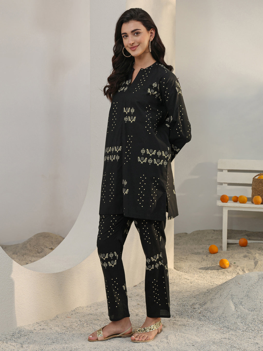  Black Printed Cotton Co-Ord Set 
