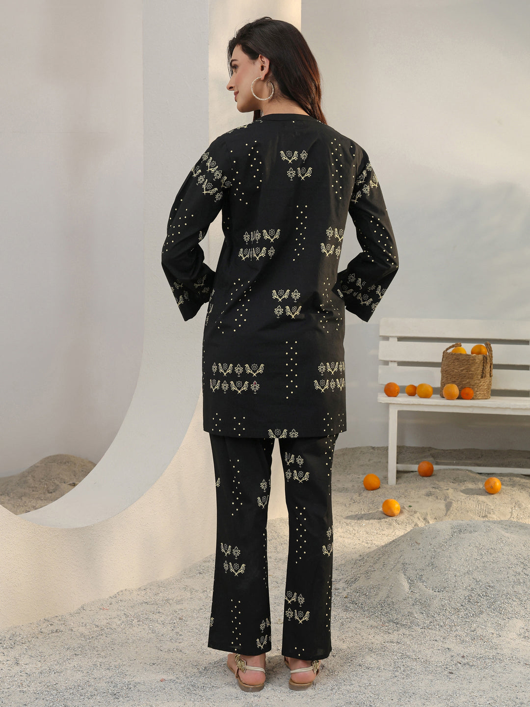  Black Printed Cotton Co-Ord Set 