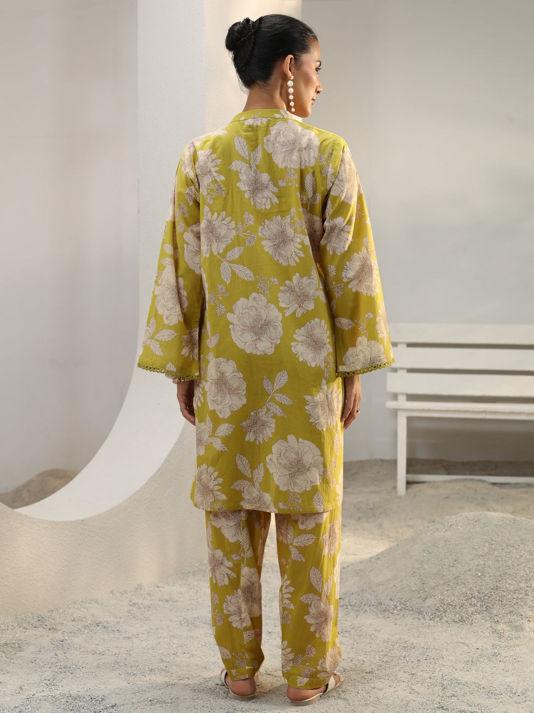  Green Floral Printed Cotton Co-Ord Set 