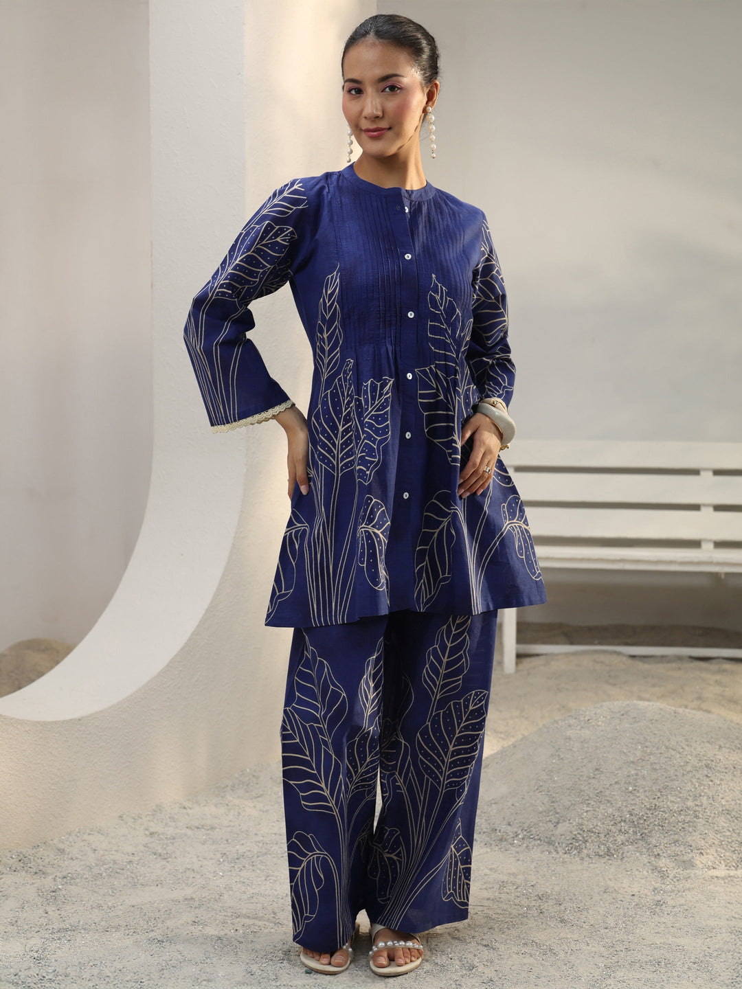  Blue Floral Printed Cotton Co-Ord Set 