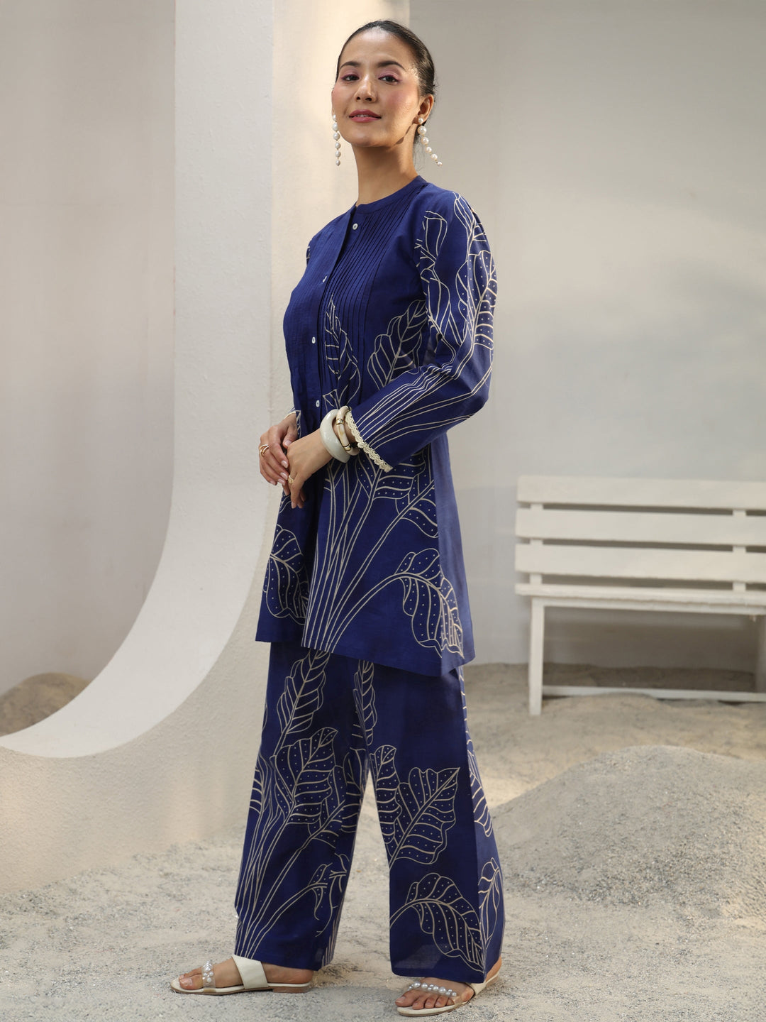  Blue Floral Printed Cotton Co-Ord Set 