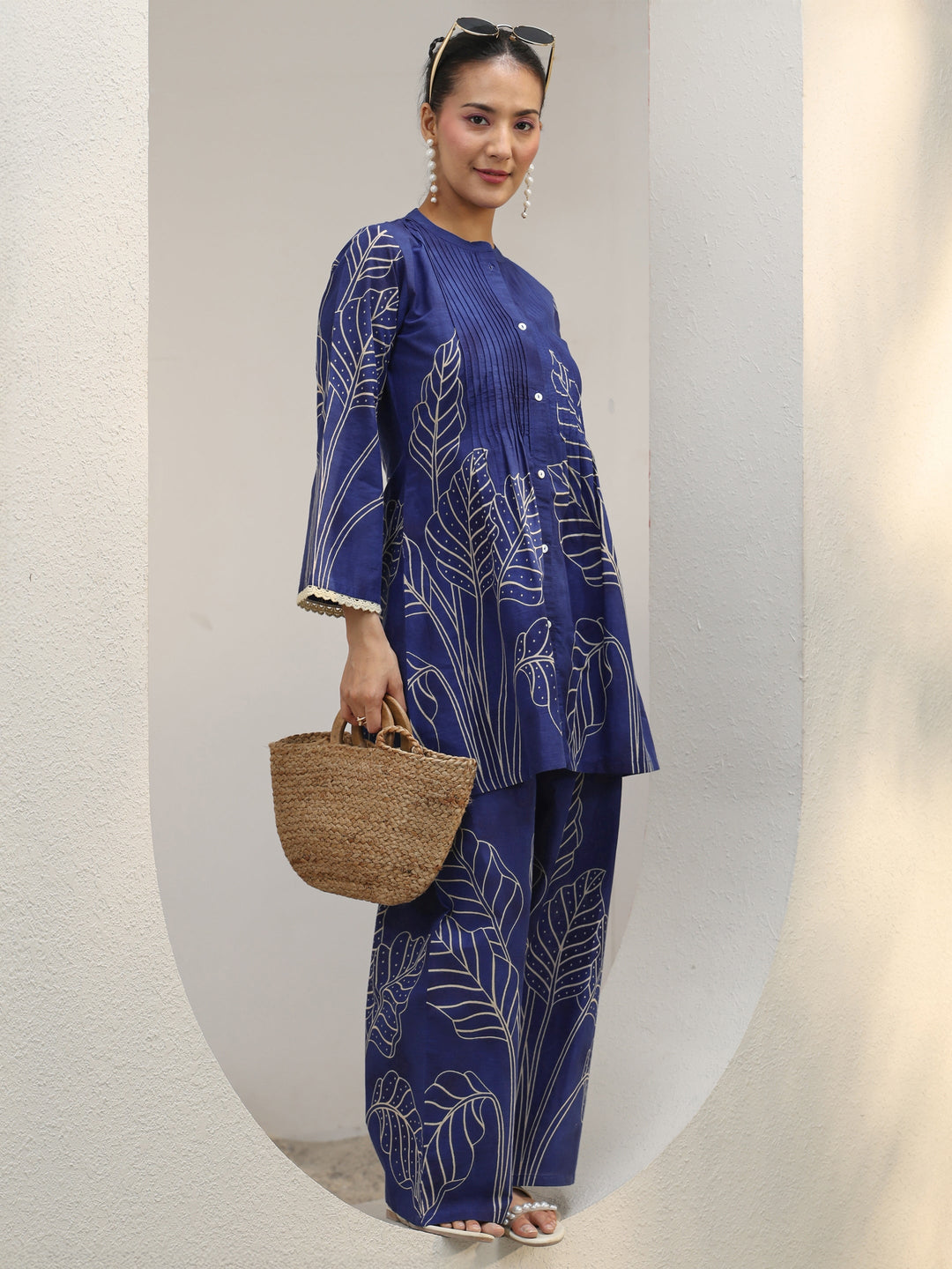  Blue Floral Printed Cotton Co-Ord Set 