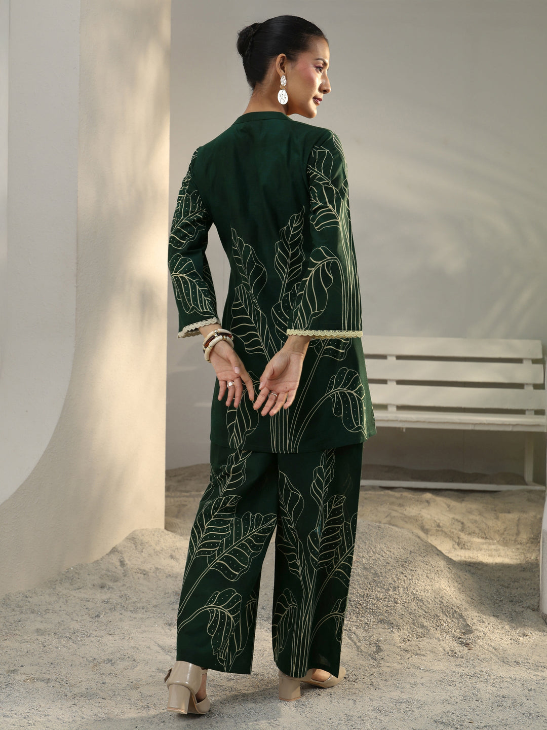  Green Floral Printed Cotton Co-Ord Set 
