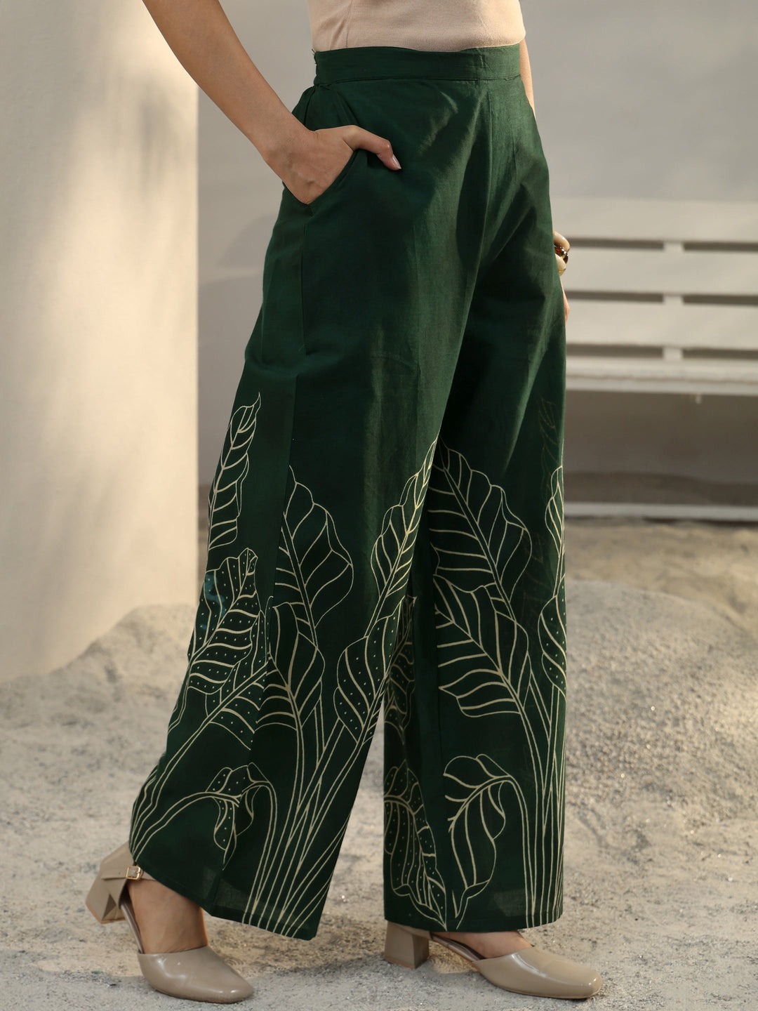  Green Floral Printed Cotton Co-Ord Set 
