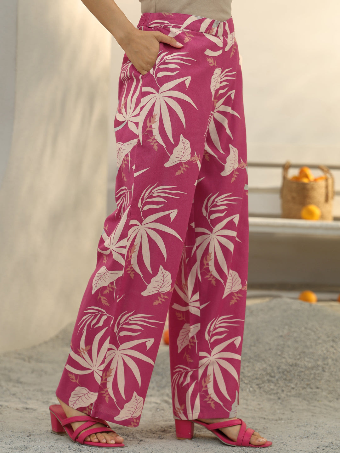  Pink Floral Printed Cotton Co-Ord Set 