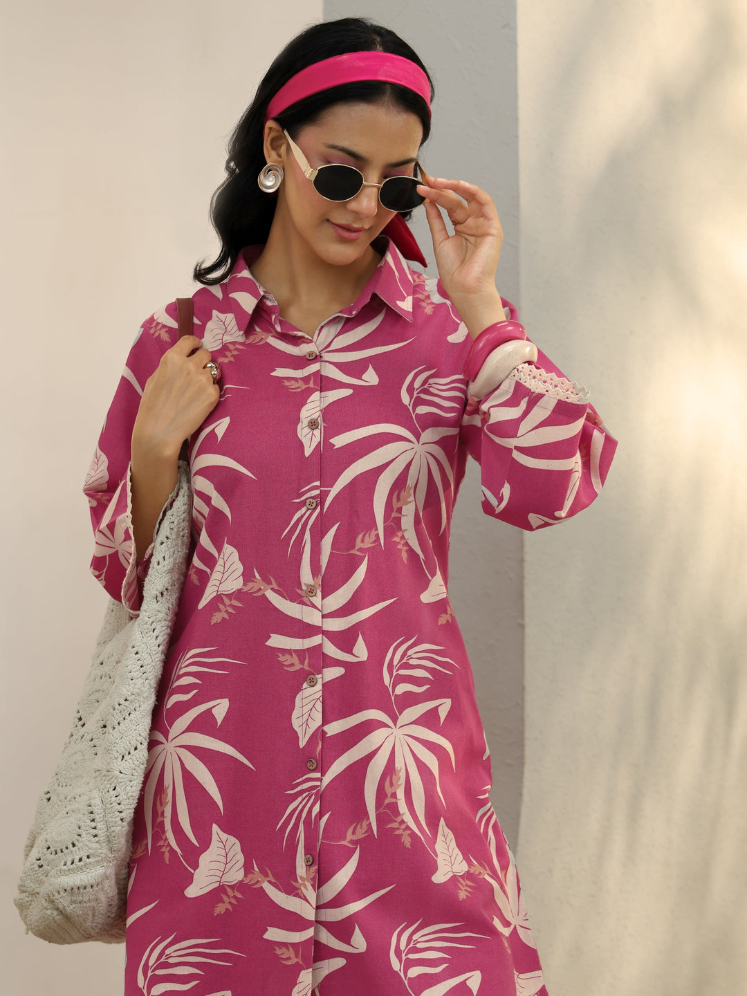  Pink Floral Printed Cotton Co-Ord Set 