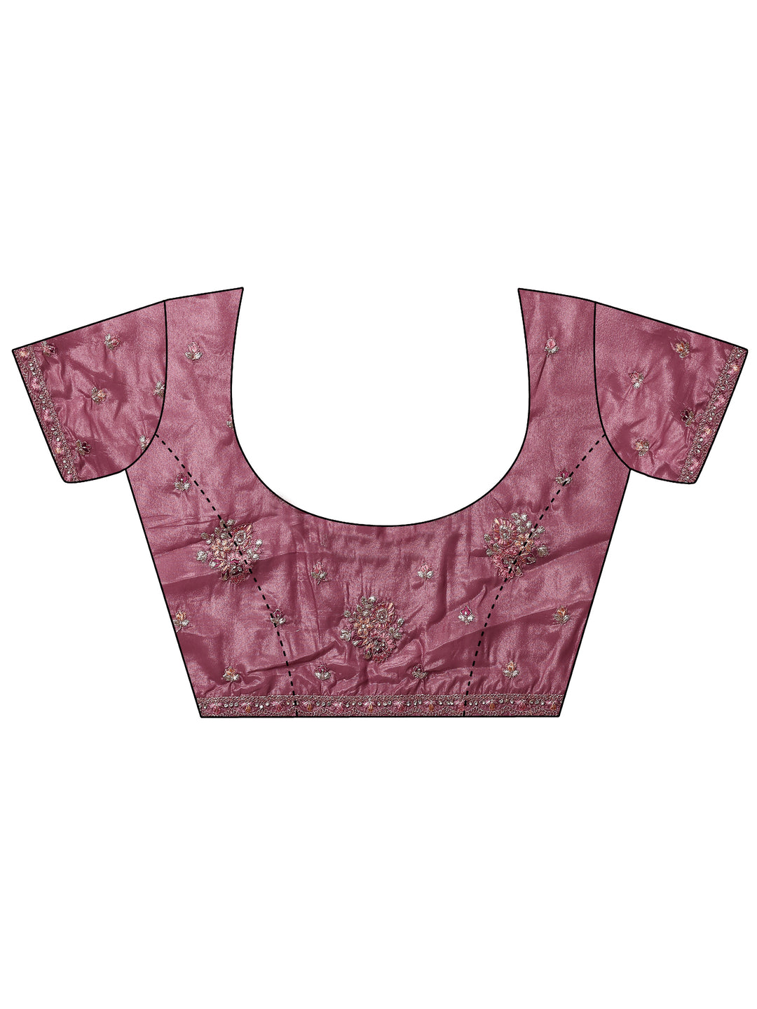  Pink Embroidered Crepe Saree With Unstitched Blouse Piece 