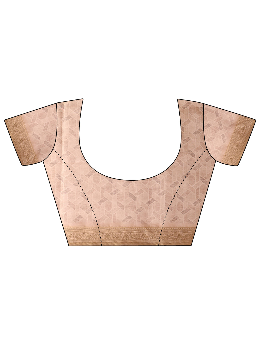  Beige Printed Silk blend Saree With Unstitched Blouse Piece 