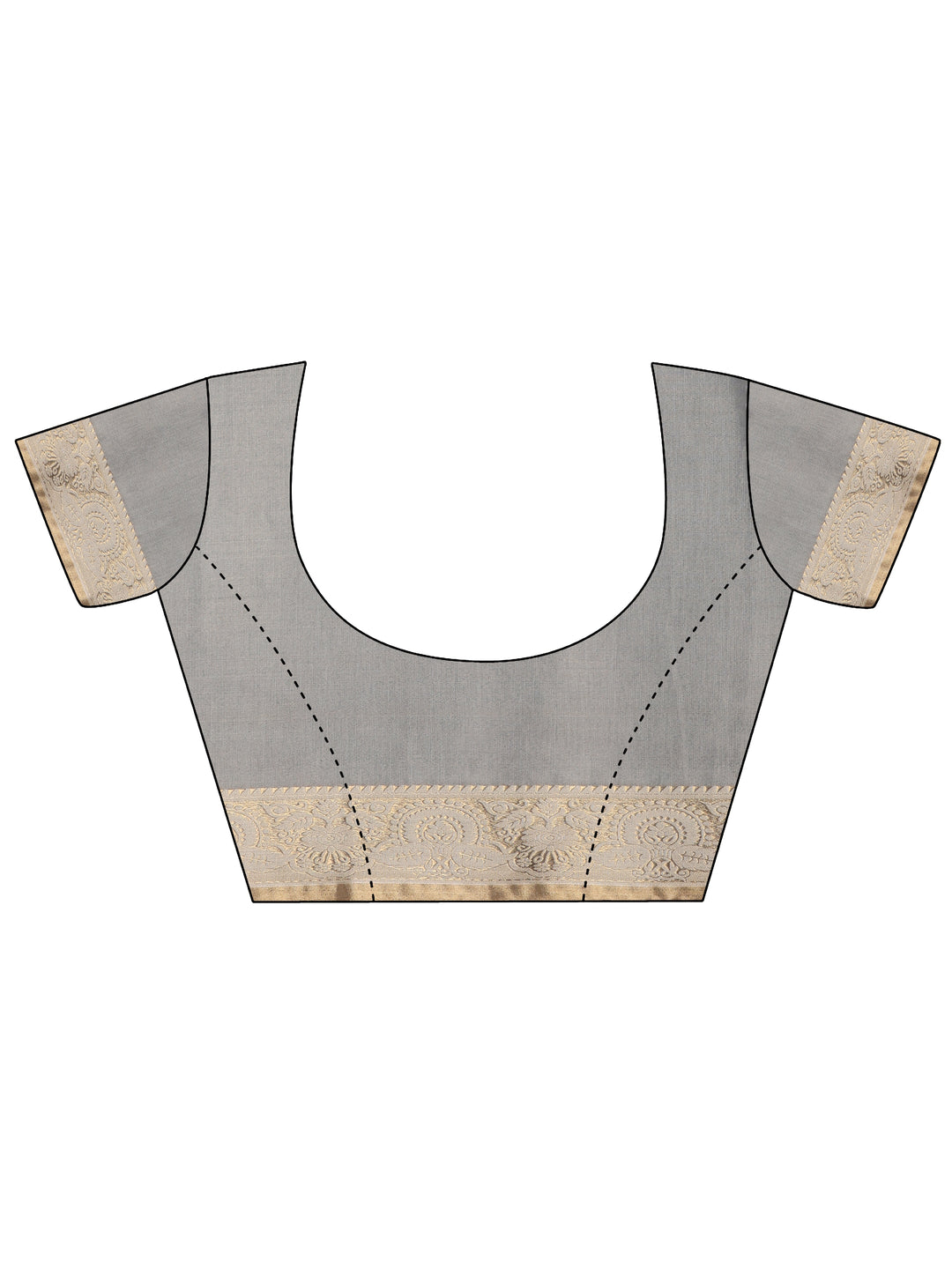  Blue Printed Silk blend Saree With Unstitched Blouse Piece 