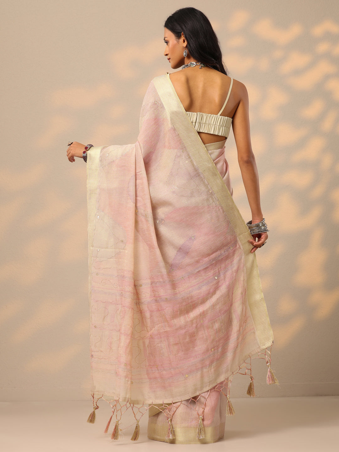  Multi Woven Design Silk blend Saree With Unstitched Blouse Piece 