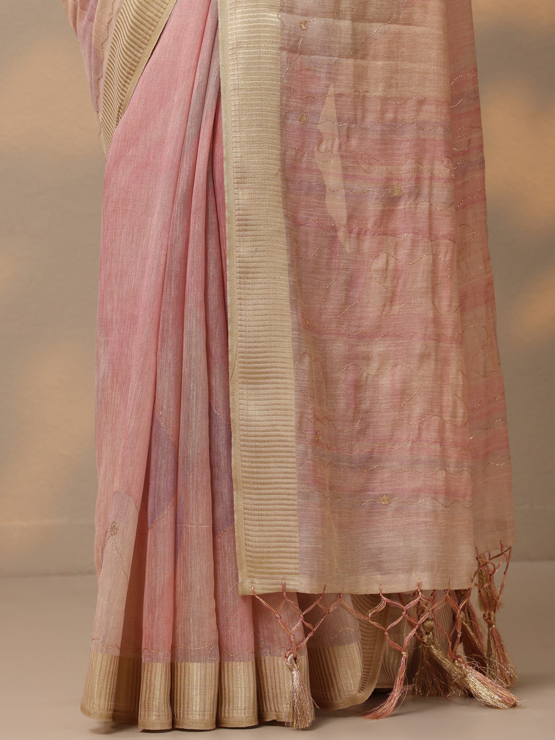  Multi Woven Design Silk blend Saree With Unstitched Blouse Piece 
