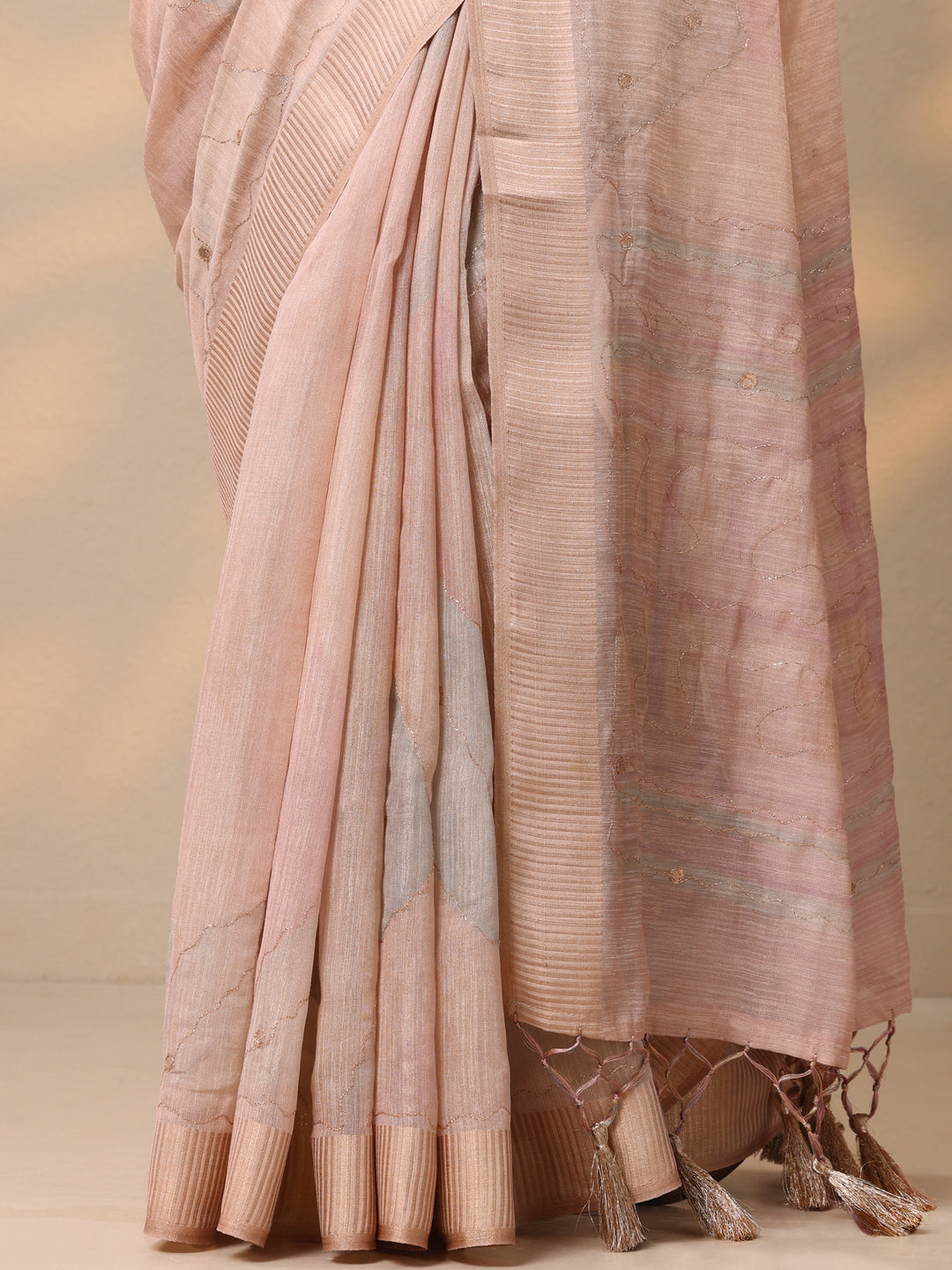  Pink Woven Design Silk blend Saree With Unstitched Blouse Piece 