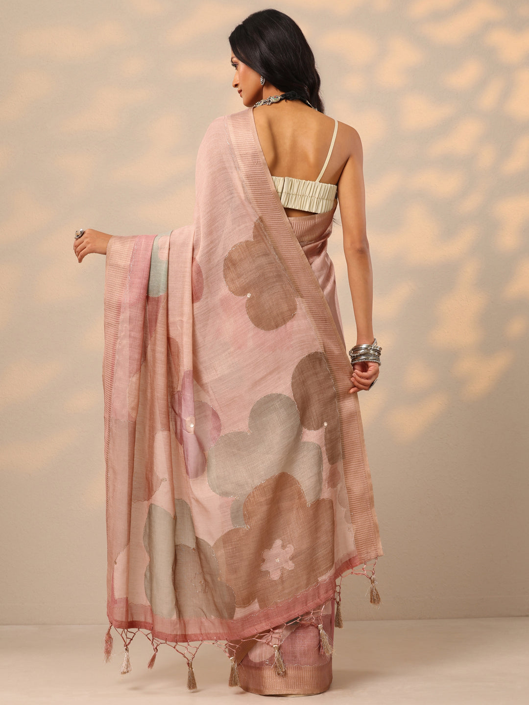  Pink Woven Design Silk blend Saree With Unstitched Blouse Piece 