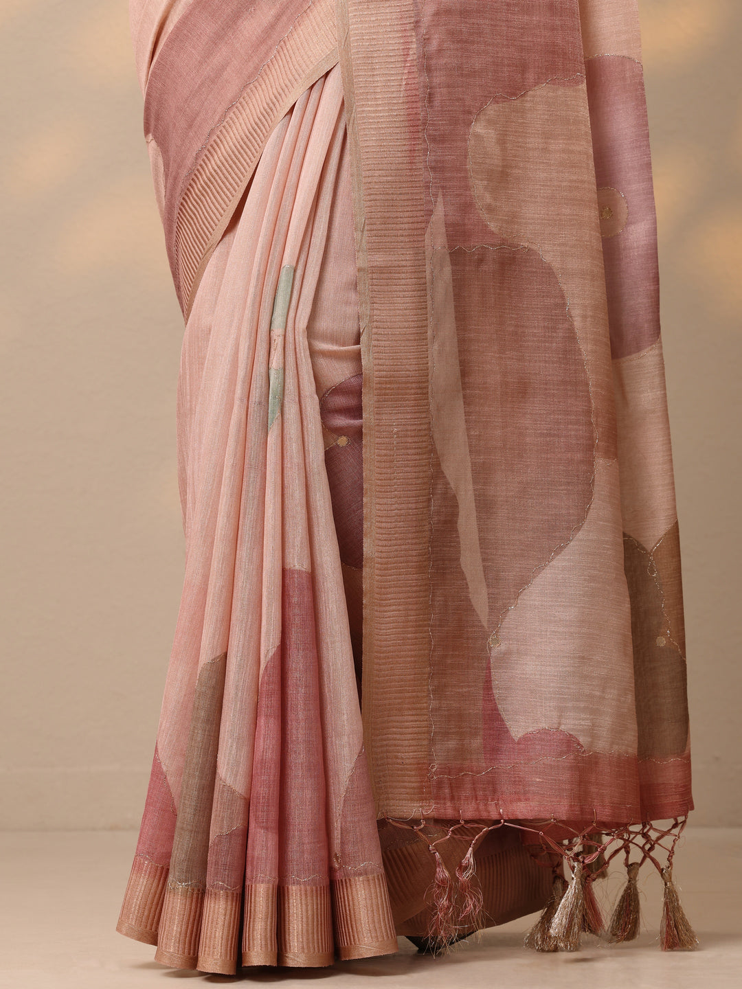  Pink Woven Design Silk blend Saree With Unstitched Blouse Piece 